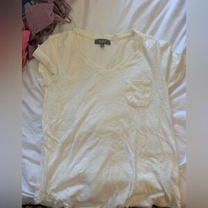 Marled Off-White V-Neck Top